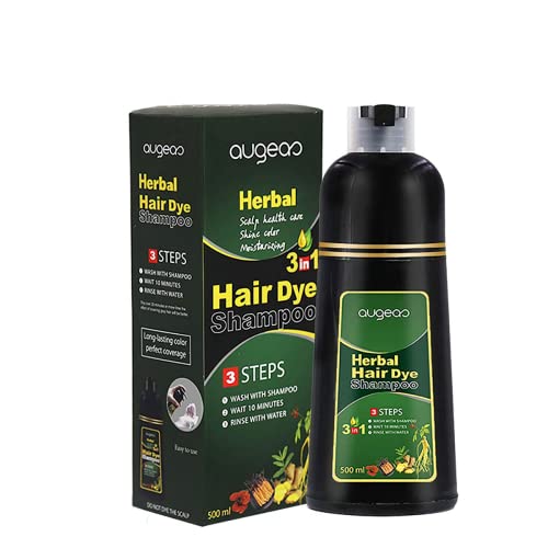 500ml Natural 10 Mins Herbal Hair Darkening Shampoo,Plant-Based Hair Color,Black Hair Dye Shampoo 3 In 1 Women,Restore Lustrous 