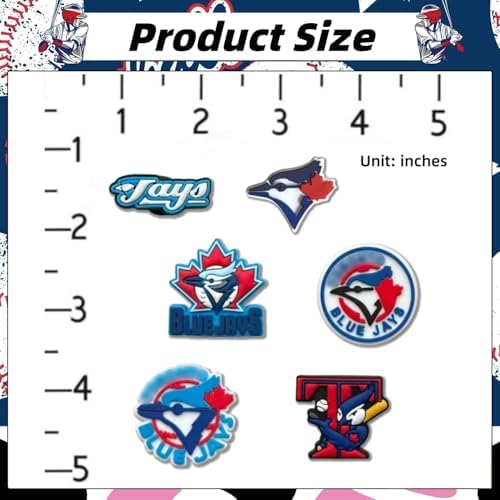 6 Pcs Blue Jays Historical Logos Shoes Charms, Baseball Team Shoes Accessories Decoration Party Gifts for Baseball Fans — view 5