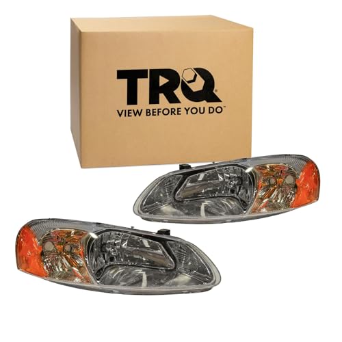 Image of TRQ 2 Piece Headlight Assembly Set Driver & Passenger Side Compatible with Chrysler Sebring Convertible & Sedan 2001-2003 Dodge Stratus Sedan 2001-2005 Stratus 2006 CH2502128 CH2503128 4805820AA