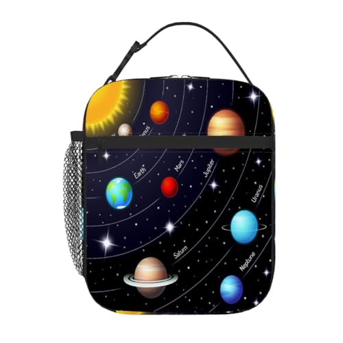 Pardick Space Planet Tote Lunch Box Insulated Lunch Bag Tote Cooler Freezable Meal Prep Bag Waterproof Leakproof Cooler Lunch Container For Picnic Office
