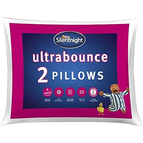 Silentnight Ultrabounce Pack of 2 Pillows - Pair of Medium Support Hotel Bed Pillows Hypoallergenic Machine Washable - 2 Pack Cover