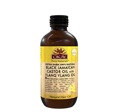 Okay Black Jamaican Castor Oil With Ylang Ylang Oil Extra Dark 100% Natural | Helps Rejuvenate Damaged Hair| Helps Soothe Scalp & Skin, Helps Naturally Grow Strong Hair, Helps Balance Oily Hair #TOP18