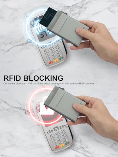 Image of TOYFID Credit Card Holder Wallet for Mens - Metal Slim Minimalist Cards Holder with Stretch Money Pocket - RFID Blocking&Ultralight Small Wallet