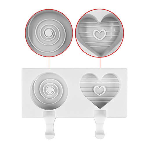 Motzu Ice Cream Molds, Silicone Ice Pop Mold Popsicle Moulds, Diy Ice Cream Maker With 60Pcs Wooden Sticks, Classic Oval, Non-Stick (Circle & Heart Shape) #TOP3