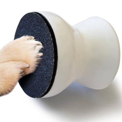Dog Nail File - Upgraded Dog Nail Scratch Board - 1 White Nail File for Dogs w/ 4 Replaceable Sandpapers - Dog Nail Trimmers - Round Dog Nail Grinder for Pet Nails - Relaxing Dog Nail Trimming Board
