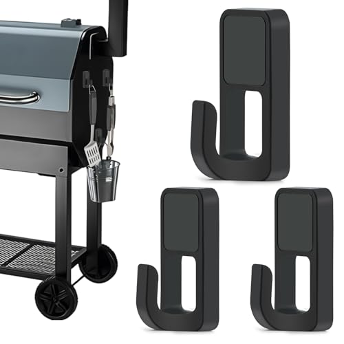 Loyanger 3pcs Magnetic Grill Hooks, Smoker Magnetic Tool Holders, Heavy Duty Grill Tool Utensil Holder Hanging Barbecue Tools for Refrigerator Oven Outdoor Accessories(Color:Black)