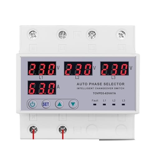 Relais de protection de courant tension réglable sélecteur phase triphasé 63A