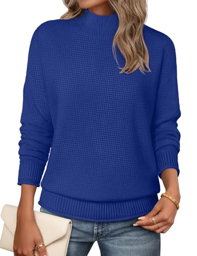 MEROKEETY Women's Turtleneck Long Sleeve Sweater 2025 Fall Cozy Knit Loose Casual Trendy Pullover Tops Winter Clothes
