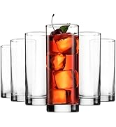 Paksh Novelty Italian Highball Glasses [Set of 6] Clear Heavy Base Tall Bar Glass - Drinking Glas...