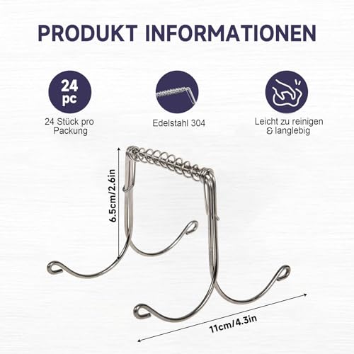 Rouladenklammern aus Edelstahl wiederverwendbar 24er Set, Rouladen Klammern als perfekte Alternative zu Rouladennadeln oder Rouladenspieße