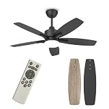 Kemoribe Ventilatore da Soffitto con Illuminazione 106 cm, Bifacciale Ventilatore da Soffitto Luce a LED e Telecomando 6 Velocità, Illuminazione LED Dimmerabile, motore DC silenzioso