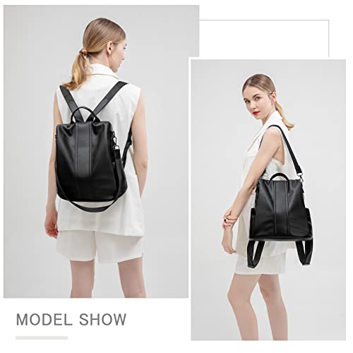 Image of PINCNEL Women Backpack Purse Waterproof Nylon Anti-theft Rucksack Lightweight Shoulder Bag, Medium, Black