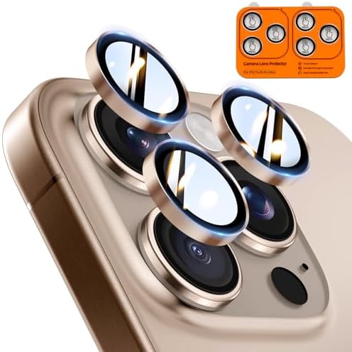 TOCOL für iPhone 16 Pro Max / 16 Pro Kameraschutz, 2 Sets, Wüstensand | Einfache Montage, Ultra HD Camera Cover, 9H Stoßfest Kratzfest, Hüllenkompatibel, Kameraschutz für iPhone 16