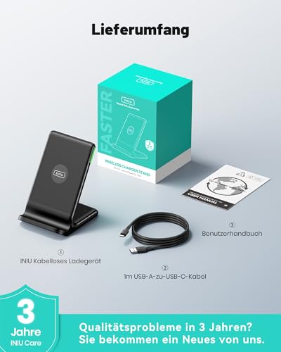 INIU INIU Wireless Charger Stand, 15W Induktive Ladestation Schnelles Kabelloses Ladegerät Handy Ständer handyhalterung für iPhone 17 16 15 14 13 12 Pro Max Samsung Galaxy S23 S22 Google etc - Detailansicht 8 | TV | Video | Foto