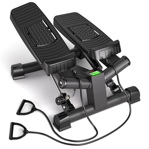 Ultrasport Stepper für Zuhause, Mini Fitness, 2 in 1 Up-Down Swing Steppe mit Power Ropes und LCD Display, Fitness für Zuhause, Ministepper, Schwarz Ultrasport Stepper für Zuhause, Mini Fitness, 2 in 1 Up-Down Swing Steppe mit Power Ropes und LCD Display, Fitness für Zuhause, Ministepper, Schwarz