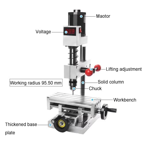 Taladro eléctrico de sobremesa, máquina ranuradora 3 en 1, ajuste de altura, rango de sujeción de 0,6 a 6 mm, regulador de velocidad continuo para joyería de metal y madera