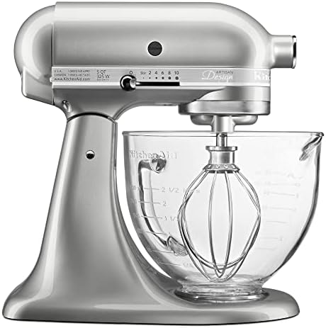 KitchenAid KSM155GBSR 5-Qt. Artisan Design Series with Glass Bowl - Sugar Pearl Silver