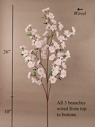 Larskilk Pink Cherry Blossom Flowers, Four 36 Inch Blossom Branches, Wedding, Party, Event, Xmas Holiday Décor, Japan's National Flower