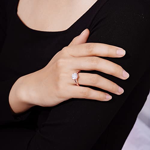 Amazon Collection Rose Gold-Plated Sterling Silver Infinite Elements Cubic Zirconia Round Solitaire Ring, Size 7 #TOP13
