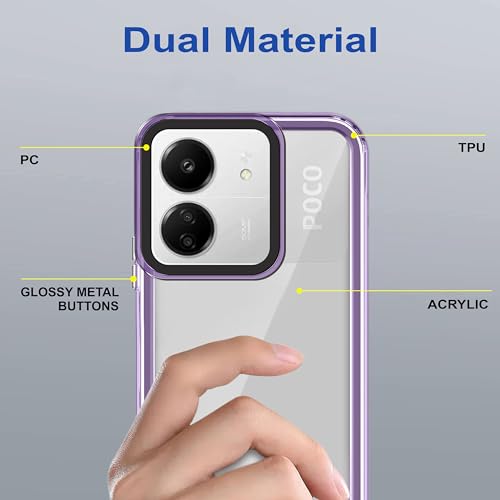 Image of Zapcase Back Case Cover for Poco C65 | Compatible for Poco C65 Back Cover | Case Cover with Camera Protection | (TPU + PC | Translucent Purple)