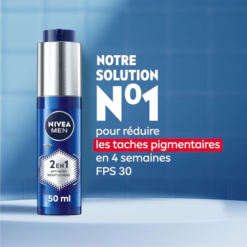 NIVEA MEN Crème hydratante Power 2-en-1 LUMINOUS630® anti-âge & anti-taches (1 x 50 ml), Crème visage pour homme enrichie en acide hyaluronique, Soin de jour SPF 30 pour toutes les peaux