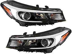 AutoModed Front Aftermarket Halogen Headlights Assembly Set w/o LED Replaces 92101B0700 92102B0700 Compatible with 2017 2018 Forte & Forte5 | Left Driver Right Passenger Side 2pcs | by AutoModed