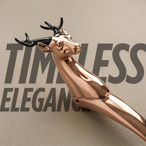 Image of GLOXY Premium Rose Gold 12 inch Classic Vintage Deer Shaped Main Door Handle with 8 inch Hole-to-Hole Spacing - Decorative Push & Pull Aluminium Doors Handles for Homes, Villas & Offices- Pack of 1
