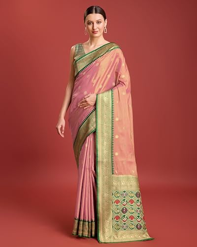 Monjolika Fashion pink banarasi silk saree – image 2