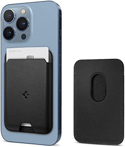 Spigen Valentinus MagFit Magnetic Wallet Card Holder Compatible with iPhone 14 Pro Max Plus Series, 13 Pro Mini Series, 12 Pro Mini Series Magsafe Wallet - Black