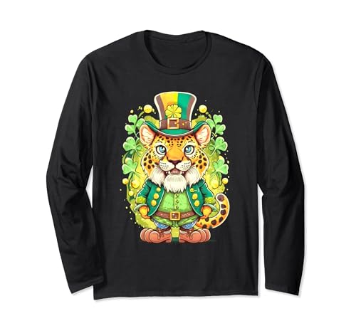 Tiger Leprechaun Regalos divertidos para hombres y niños Día de San Patricio Manga Larga