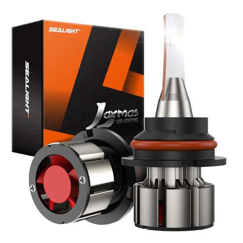 Image of SEALIGHT 9007 LED Bulbs, L2 HB5 24,000LM Super Brightness 6000K Cool White Bulbs, IP68 Waterproof, Plug and Play, 15000RPM Turbo Fan, 60000Hrs Lifespan, 1:1 Size Driving Bulbs, Pack of 2