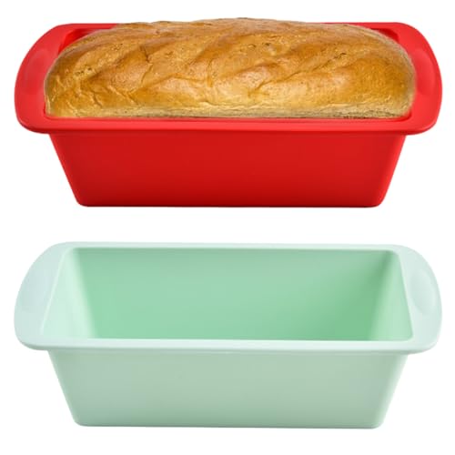 HUZNA 2 Pièces Moule a Cake,Moule Gateau Patisserie Petit,Moules à Pain en Silicone,19x9x6cm Antiadhésif Moules Rectangulaire,pour Gâteaux,Accessoires Air Fryer,Ustensiles à Pâtisserie