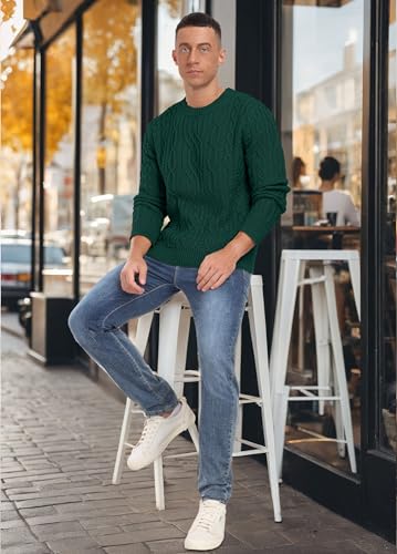 Askdeer Men's Cable Knit Pullover Sweater Long Sleeve Crew Neck Knit Sweater Soft Casual Sweaters with Ribbing Edge3
