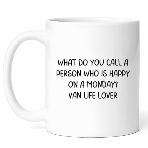 Happy Van Life Lover Mug - Road Enthusiast Coffee Cup - Adventure Seeker Funny Gift From Friends - Tea Mugs - Travel Explorer Cups - 11 Oz Ceramic Gifts For Lifers, Birthday, Him, Her, Christmas
