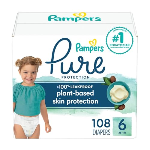 Image of Pampers Baby Diapers - Pure Protection - Size 6, 108 Count, for up to 100% Leakproof, Premium Plant-based Skin Protection