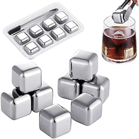 H$HGOLDI 8-Pack Stainless Steel Whiskey Stones – Reusable Metal Ice Cubes with Tongs & Storage Tray Food-Grade, Quick-Freeze Ice Cubes for Whiskey, Wine, Bourbon, and Cocktails and Great Gift idea-image-38