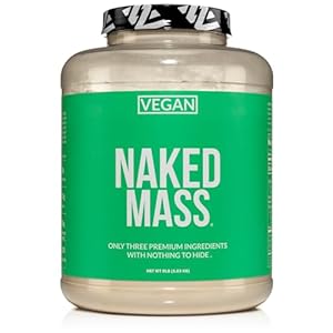 NAKED Vegan Mass – Natural Vegan Weight Gainer Protein Powder – 1,230 Calories, Non-GMO, Soy & Gluten Free, No Artificial Ingredients – 8LB Bulk – 11 Servings