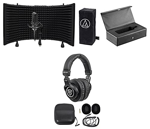 Audio-Technica AT4033A Condenser Microphone+Mount+Cover+Case+Headphones+Shield