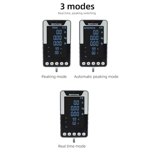 Digitales Kraftmessgerät Zugkrafttester mit Farbdisplay 5kg 11lb 50N Echtzeit und Haltemodus für Prüfung und Datensynchronisation