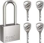 304 Stainless Steel Padlock with Same 4 Keys, Long Shackle Outdoor Heavy Duty Padlock Waterproof, Anti-Rust - Ideal for Garden Shed, Garage, Fence, Storage Units, Indoor/Outdoor Use(40mm)