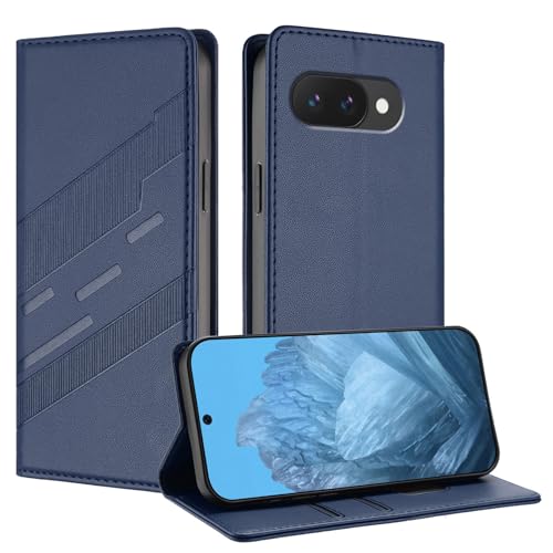 Étui rabat magnétique Pixel 6A avec béquille de support vidéo bleu