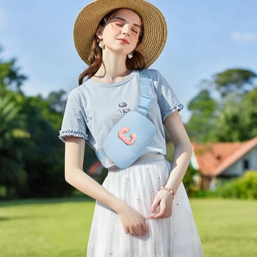 Image of Gitus Birthday Gifts for 10 11 12 13 14 15 16 Year Old Girls Personalized Gifts for Women Initial Fanny Pack Crossbody Bag Belt Bag Cute Preppy Stuff for Teen Girls Teenage Girl Gifts (Icing Blue-C)