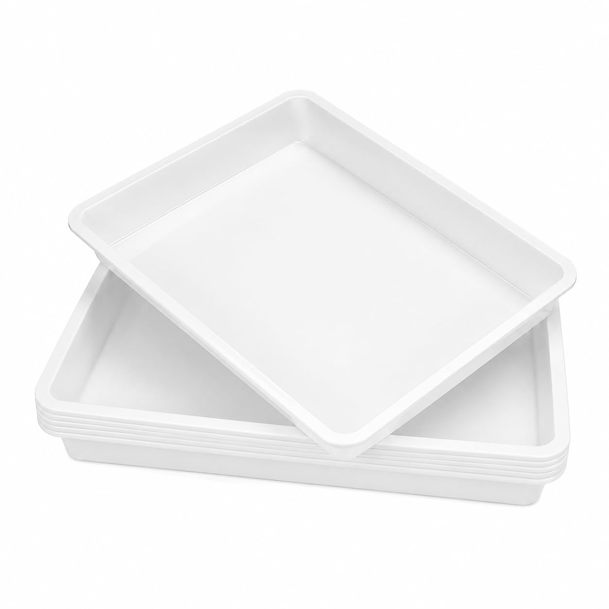 6 Pack Plastic Play Tray Set, Stackable, 33.5x24.8x4cm(White)