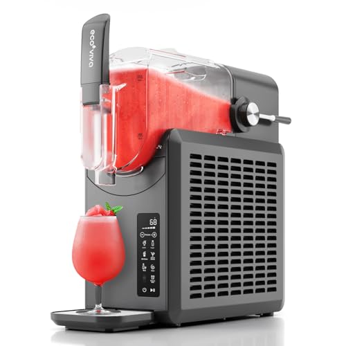 Ecoviva Slushie Machine 88 oz ECO401 Slushy Machine, Professional Frozen Drink Maker with Flashfreezing Technology, No Ice Needed, 5 Preset Settings, Margarita, Cocktails, Milk Shake, Frappé, Grey