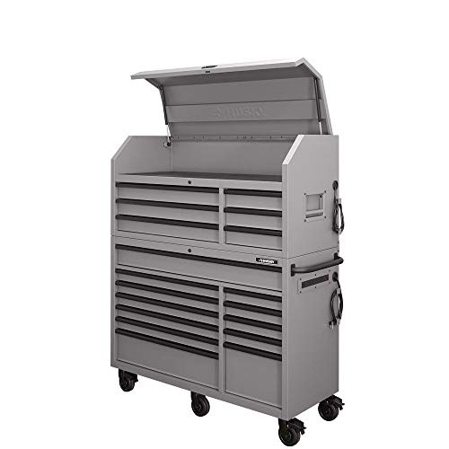 Husky 56 in. 18-Drawer Professional Tool Chest and Cabinet Set, Matte Gray