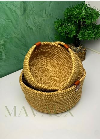 MaVaux Jüt Hasır Sepet Takımı,el Dokuma, Çok Amaçlı Sepet, Banyo Ve Mutfak Organizeri Bej 25 x 20 - Görsel 6