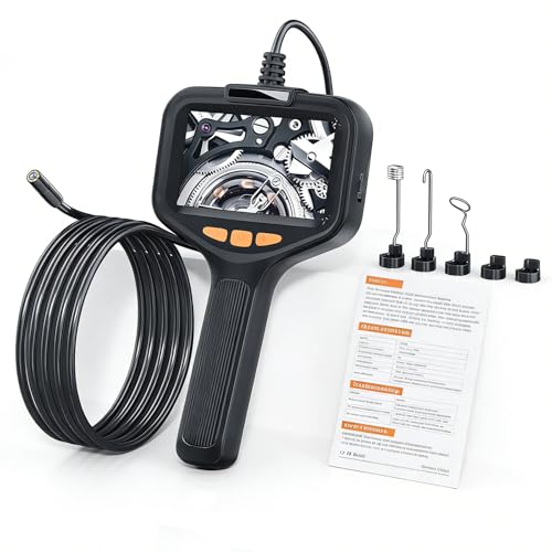 Borescope, Endoscope Camera with Light,Dual Lens Industrial, 1080P HD Inspection Camera - 2m/6.5FT Flexible Cable, IP67 Waterproof, 8+1 Adjustable LED Lights for Automotive, Plumbing, Drain, Pipe
