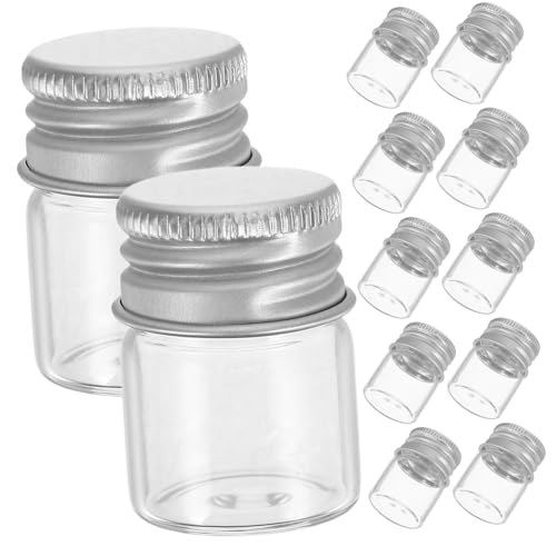 BAZEITFLOW 12 Piezas botella de vidrio hermética boticario seco recargable frasco pequeño contenedores de almacenamiento hermético frascos de vidrio sellados con tapa hermética Transparente