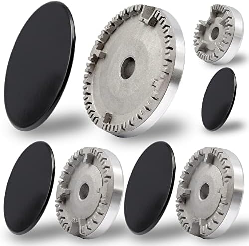 Gas Stove Burner Caps and Covers for 4 Burners, 3 Size Universal Cooker Hat Set, Upgraded Gas Burner Cap Replacement, Surface Crown Flame Burner Cap Cover for Kitchen, Quality Metal Stove knob
