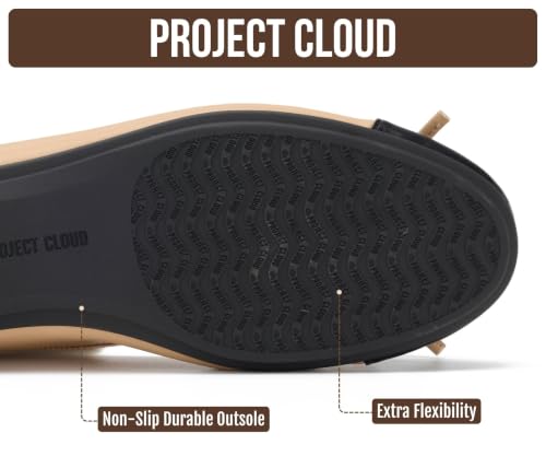 Image of Project Cloud Ballet Flats for Women Shoes - Genuine Leather Insole and Lightweight Mary Jane Flats - Non-Slip and Comfortable Womens Shoes